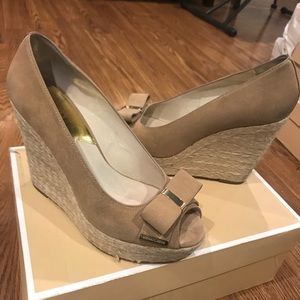 Michael Kors Wedges 9 Meg Suede peep toe platform